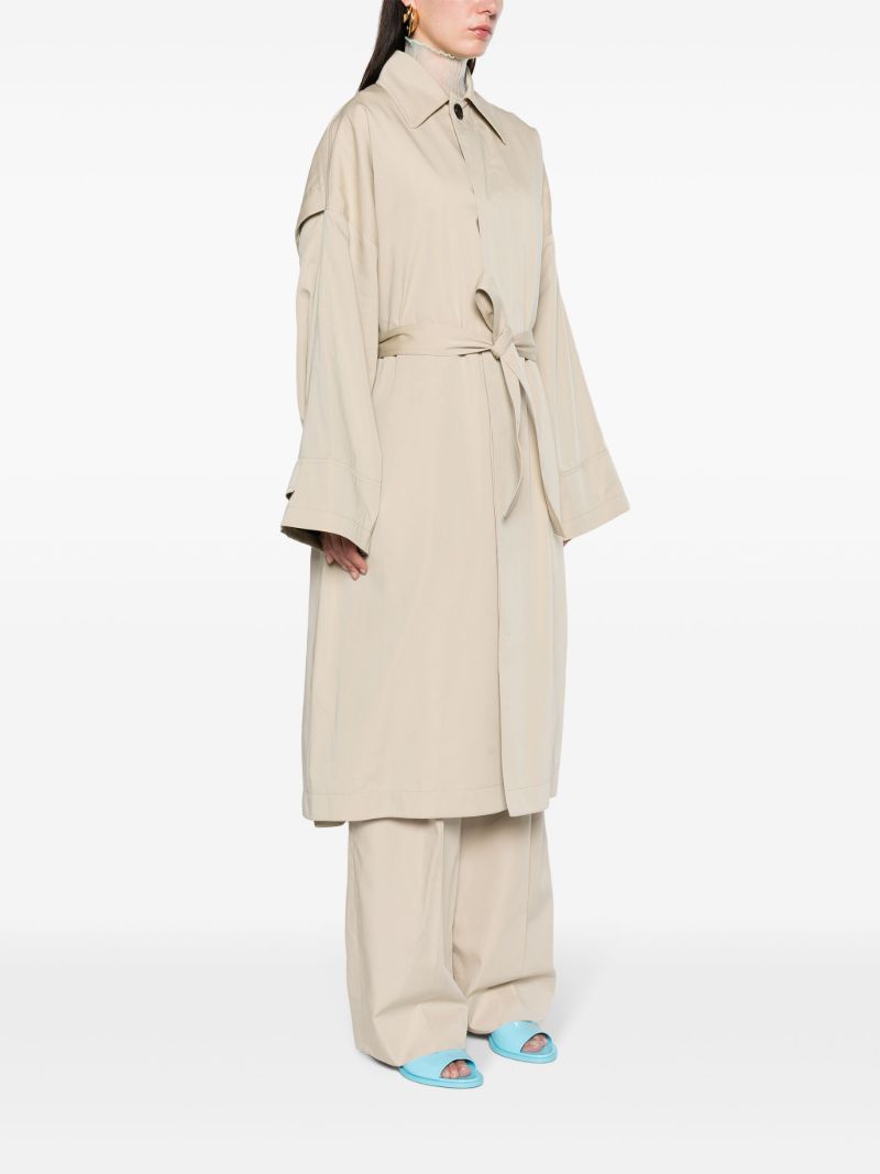 Neutral Belted Single-breasted Coat