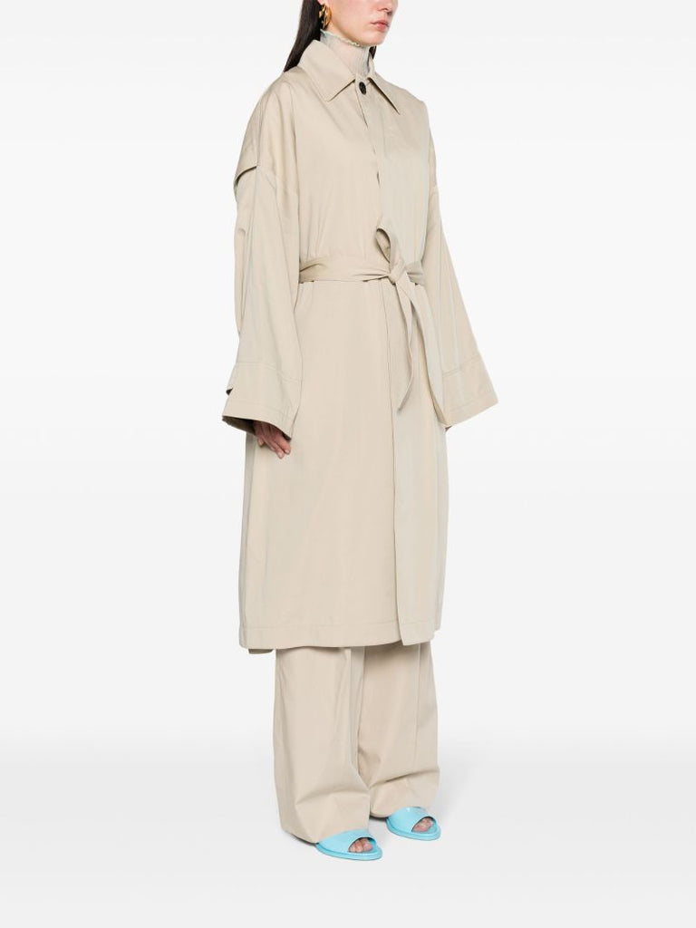 Neutral Belted Single-breasted Coat