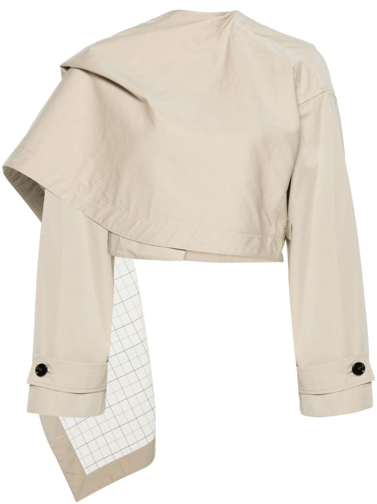 Neutral Gabardine Cropped Cape