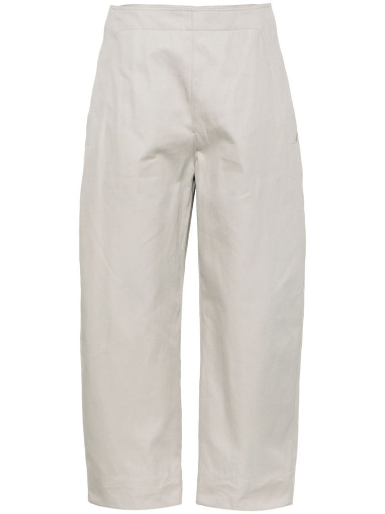 Grey Wide-leg Cotton Trousers