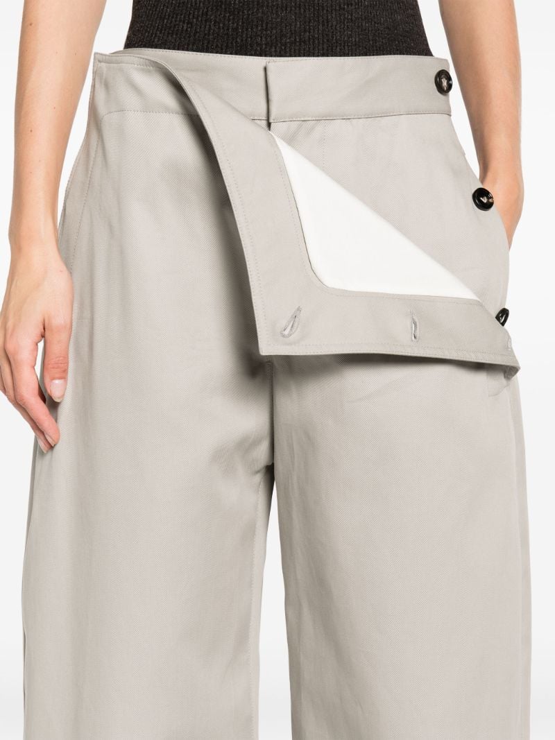 Grey Wide-leg Cotton Trousers