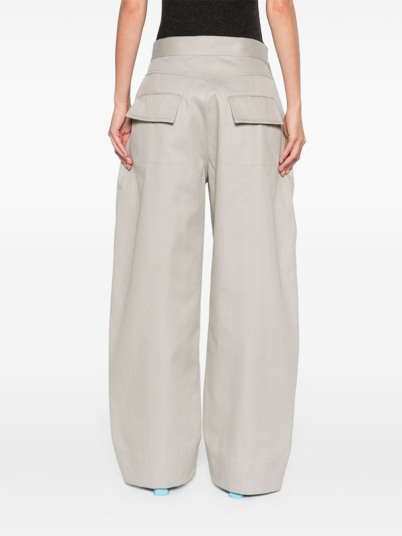 Grey Wide-leg Cotton Trousers