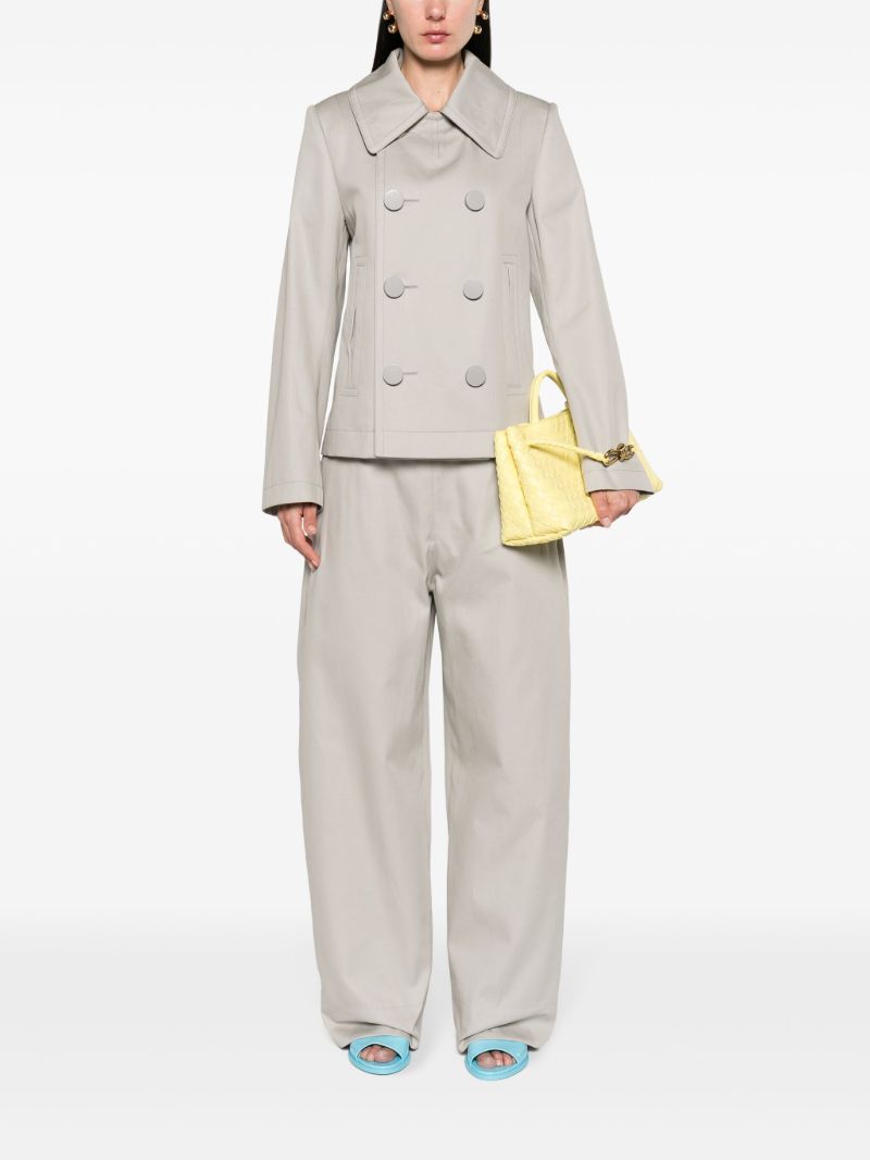 Grey Wide-leg Cotton Trousers