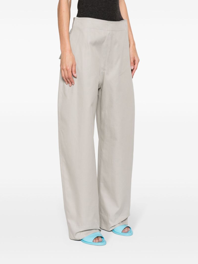 Grey Wide-leg Cotton Trousers