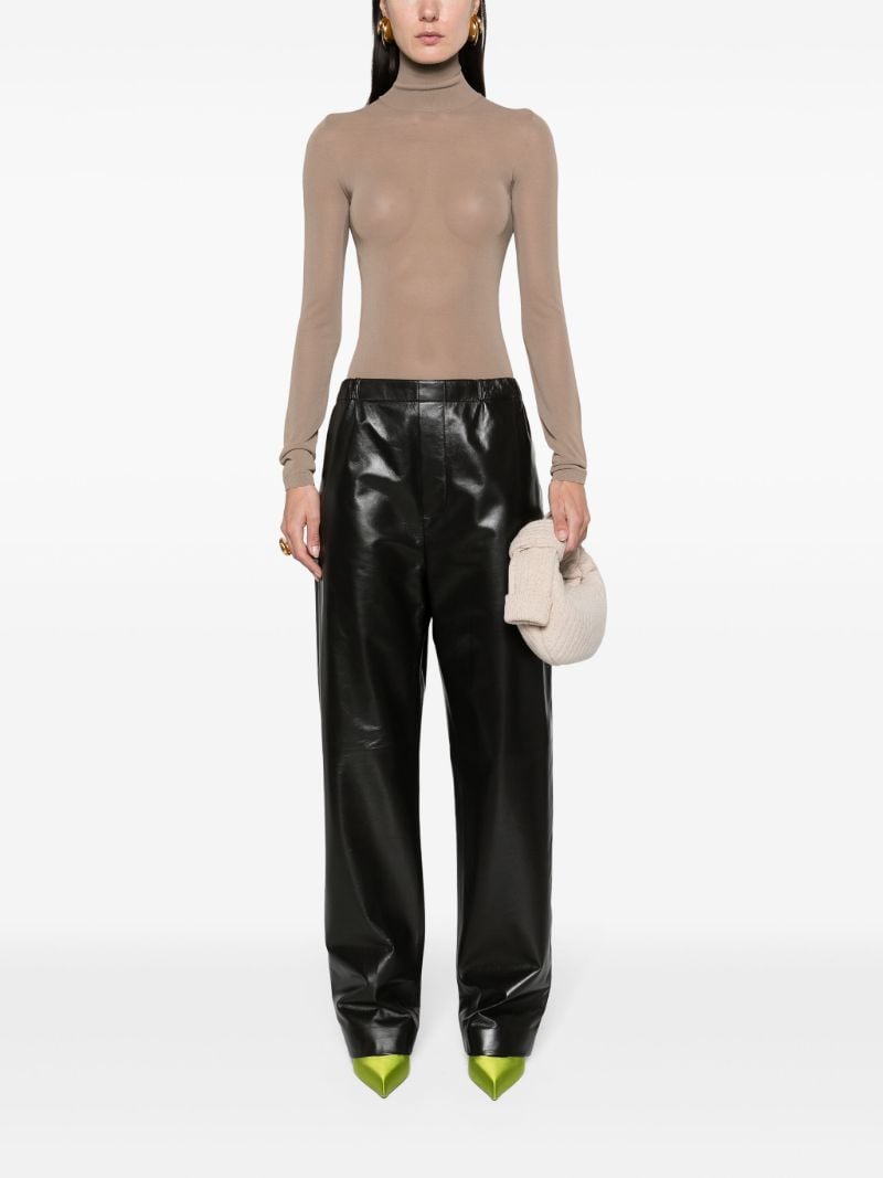 Black Low-waist Straight-leg Leather Trousers