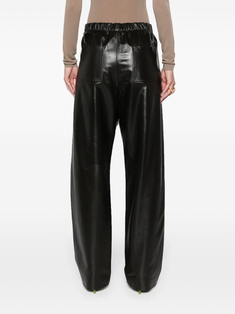 Black Low-waist Straight-leg Leather Trousers