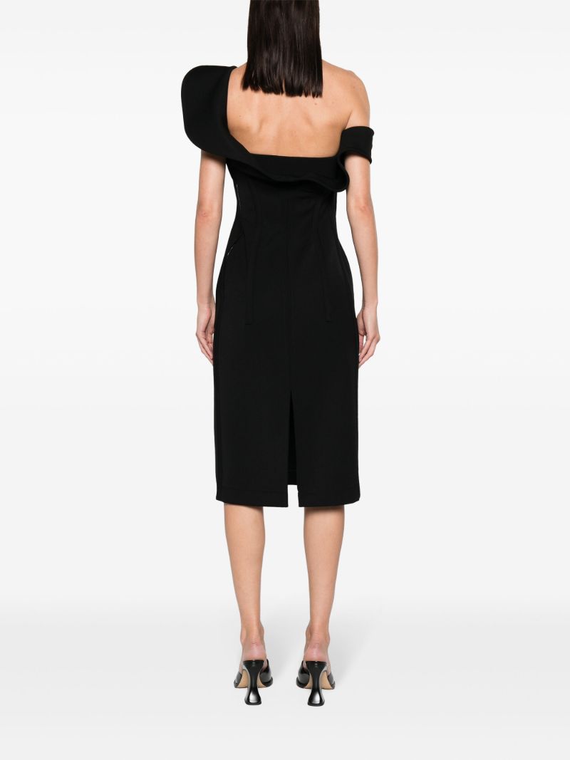 Black Off-shoulder Midi Dress