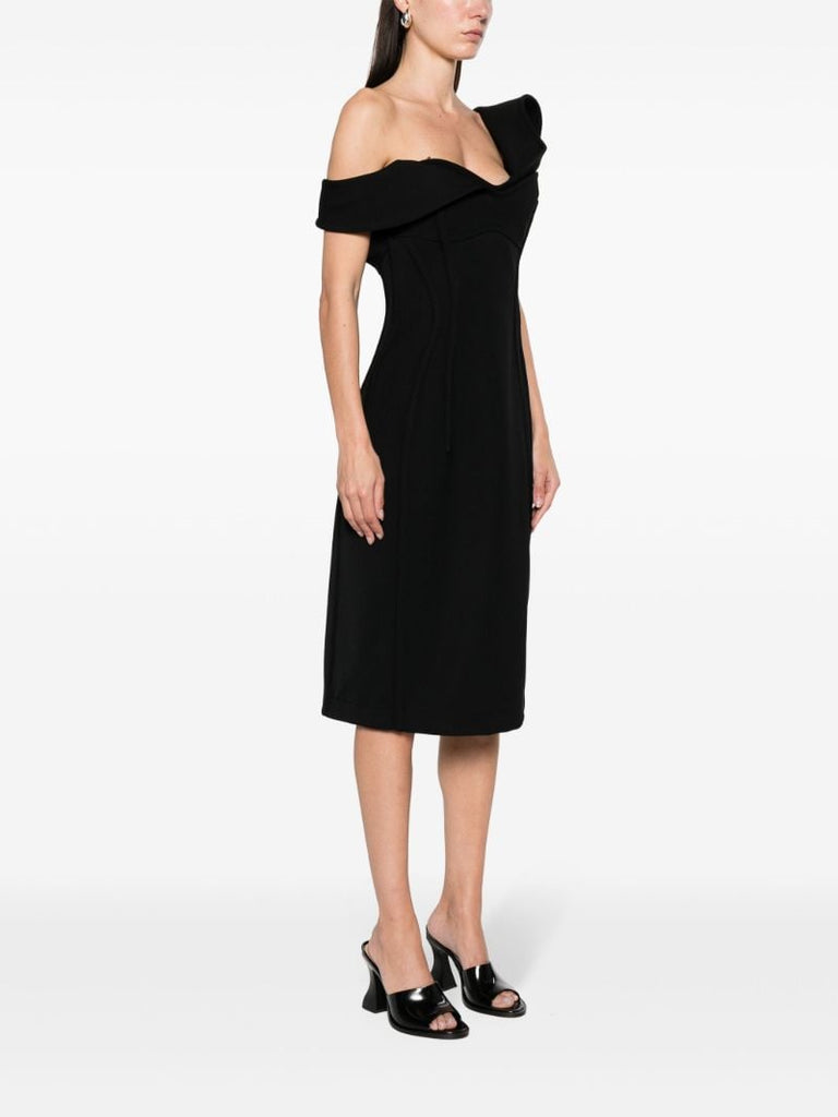 Black Off-shoulder Midi Dress