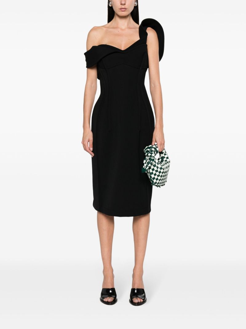 Black Off-shoulder Midi Dress