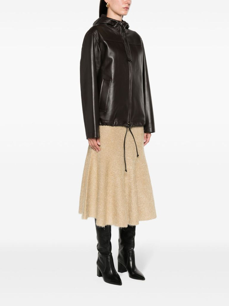 Brown Hooded Leather Jacket