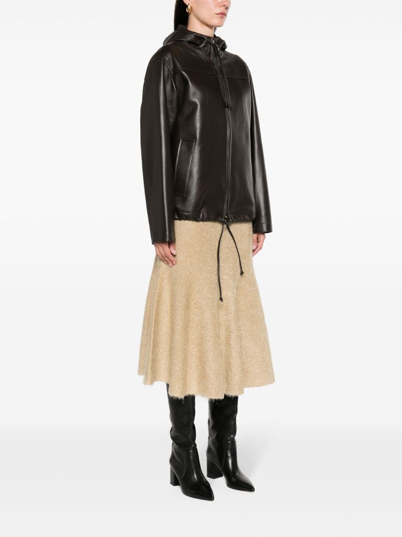 Brown Hooded Leather Jacket