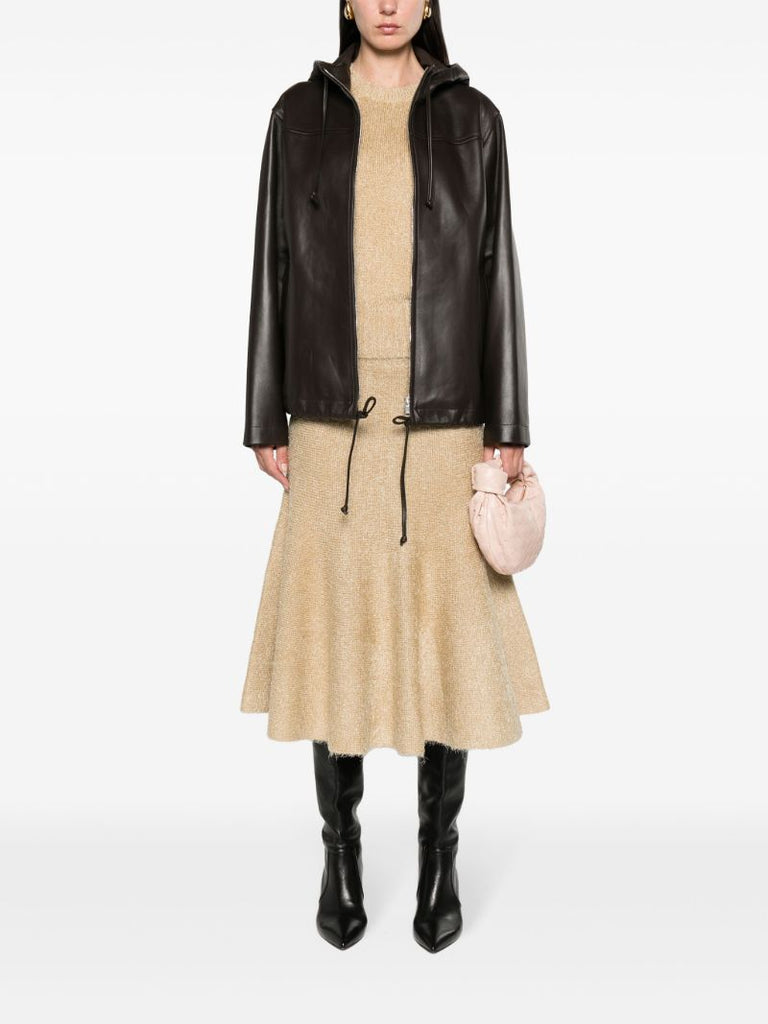 Brown Hooded Leather Jacket