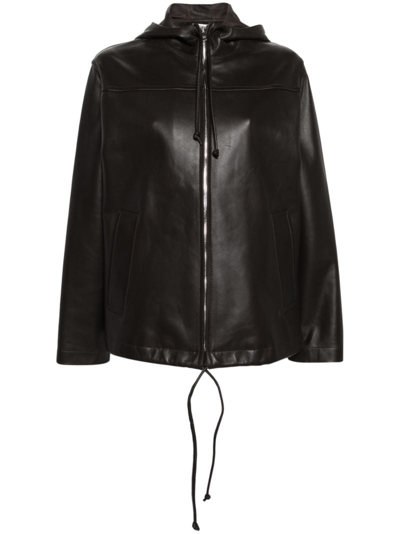 Brown Hooded Leather Jacket