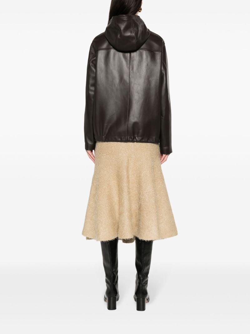Brown Hooded Leather Jacket