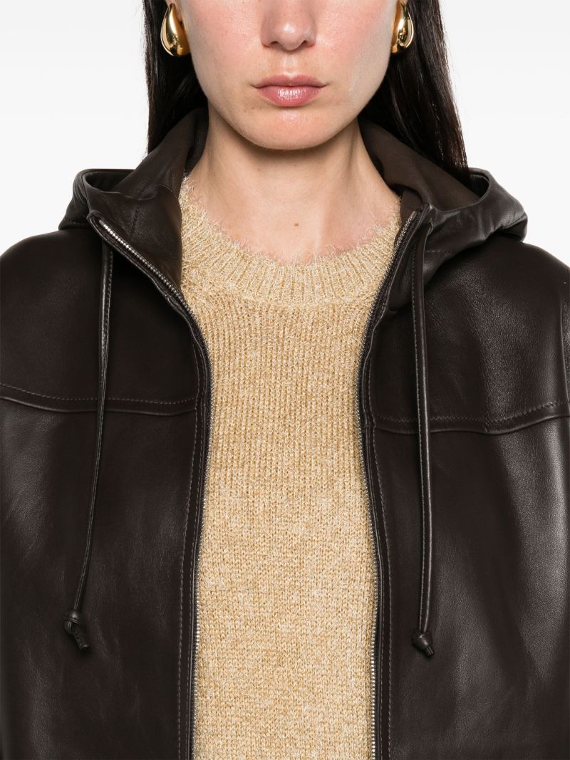 Brown Hooded Leather Jacket