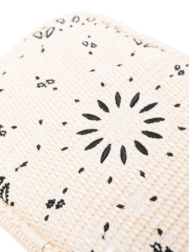 Neutral Bandana-embroidered Raffia Messenger Bag