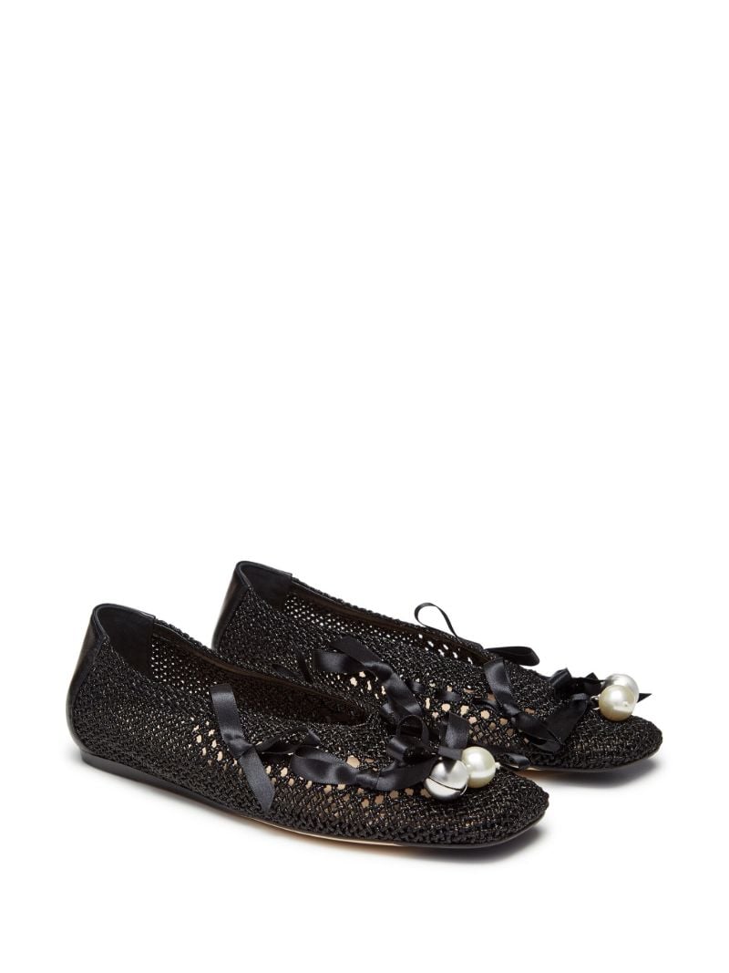 Black Bell Charm Crochet Ballerina Shoes