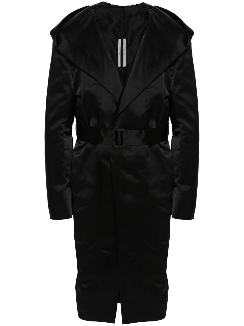 Black Hooded Belted Coat