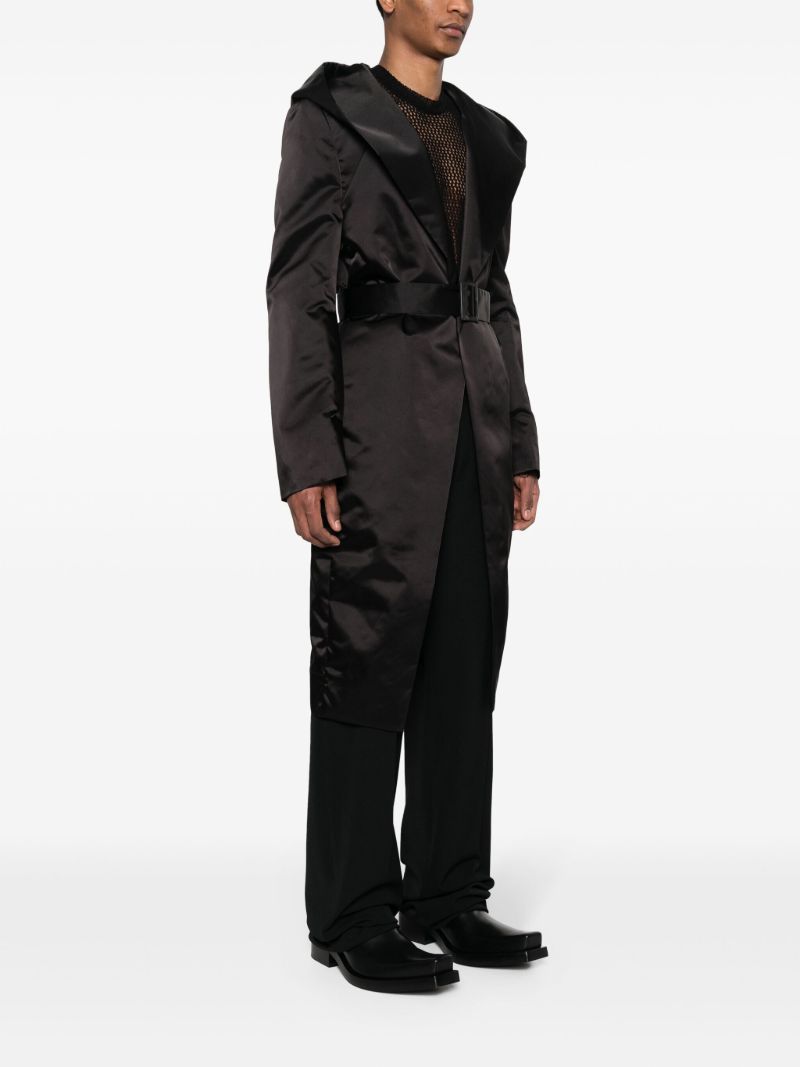 Black Hooded Belted Coat