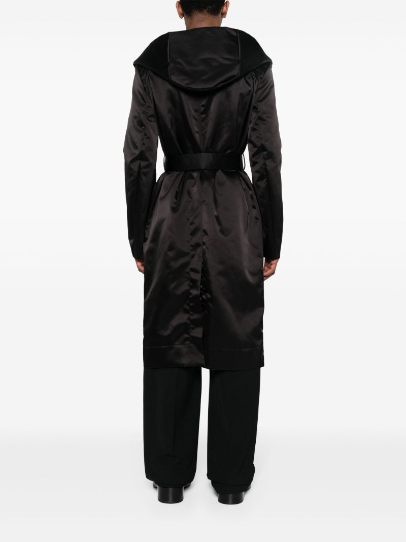 Black Hooded Belted Coat