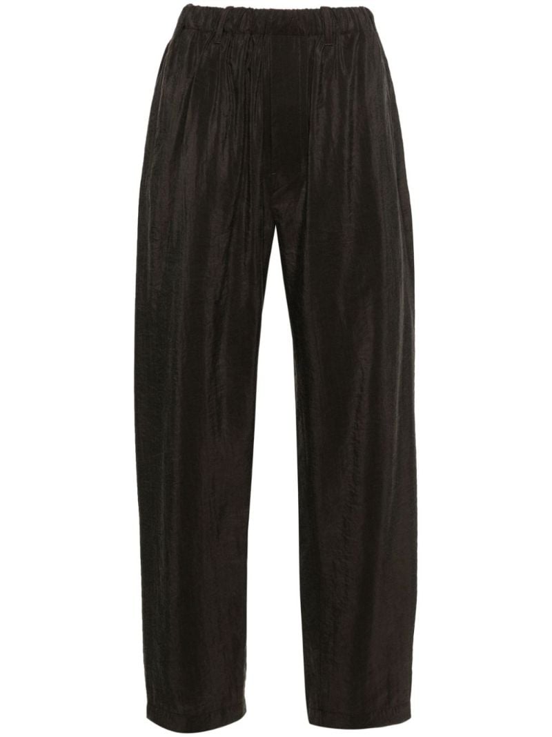 Brown Pleated Tapered Leg