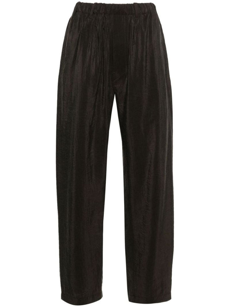 Brown Pleated Tapered Leg