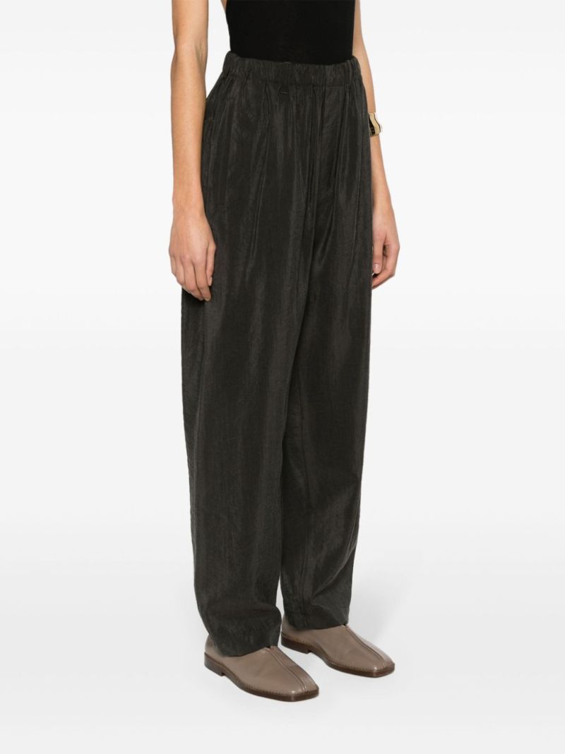 Brown Pleated Tapered Leg