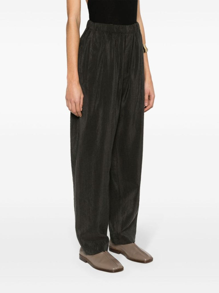 Brown Pleated Tapered Leg