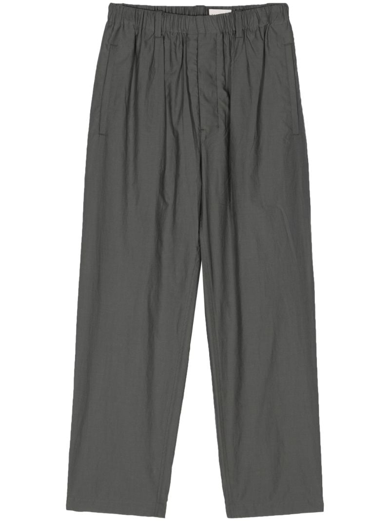 Grey Poplin Straight Leg Trousers