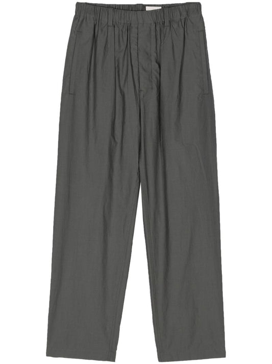 Grey Poplin Straight Leg Trousers