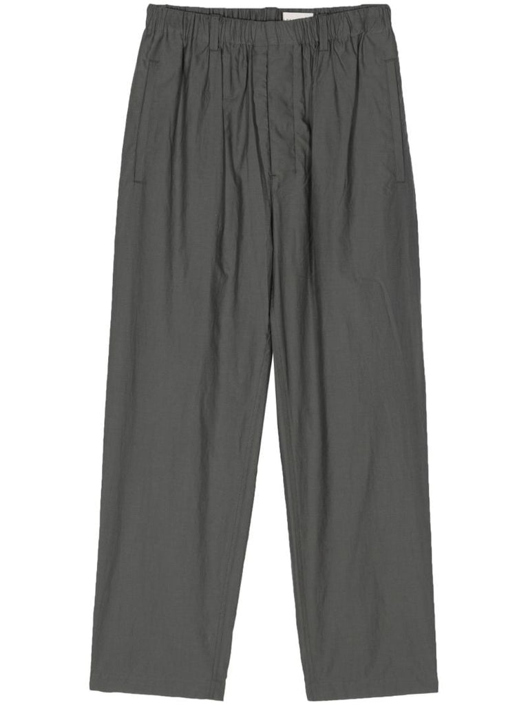 Grey Poplin Straight Leg Trousers