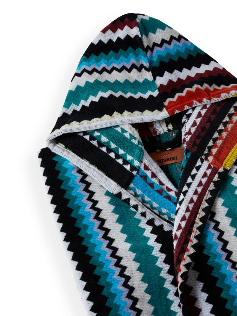 Blue Zigzag Cotton Terry Bathrobe