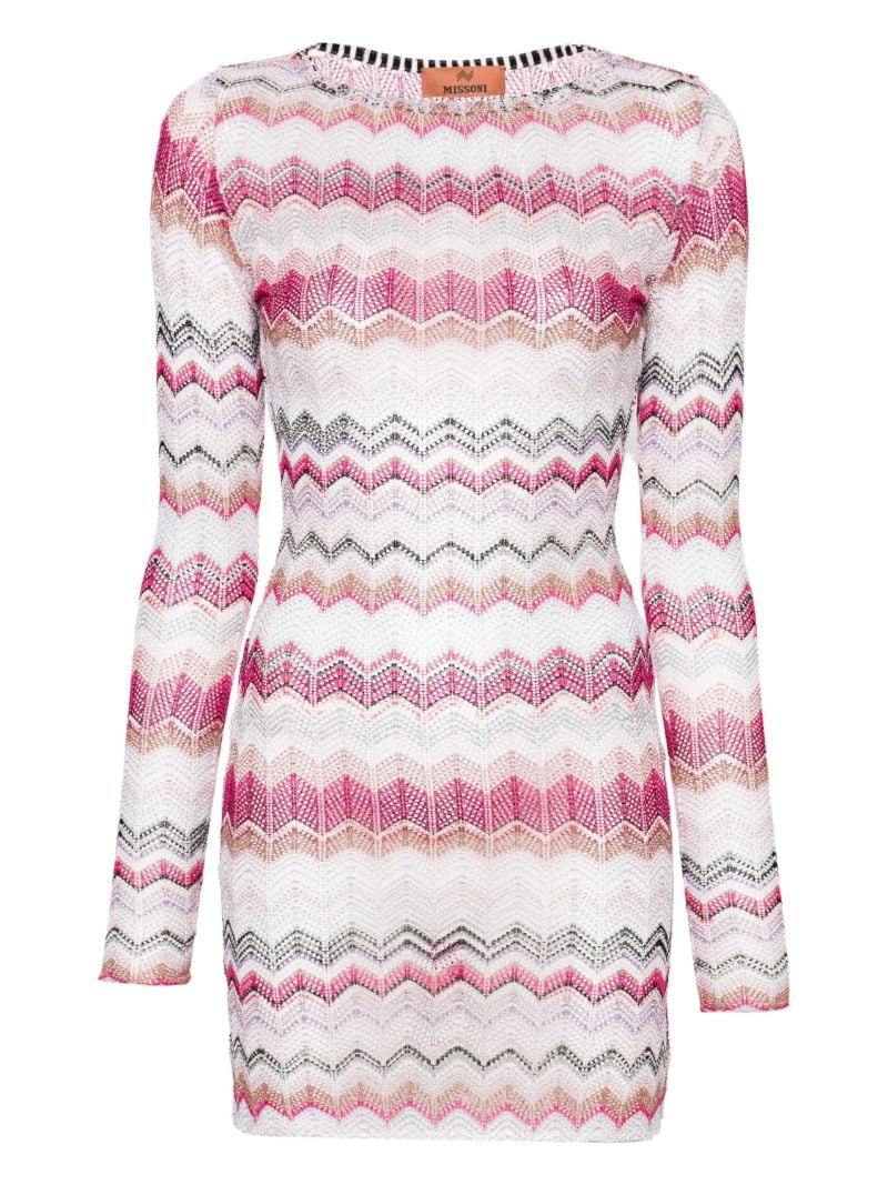 Pink Knitted Wave Mini Dress