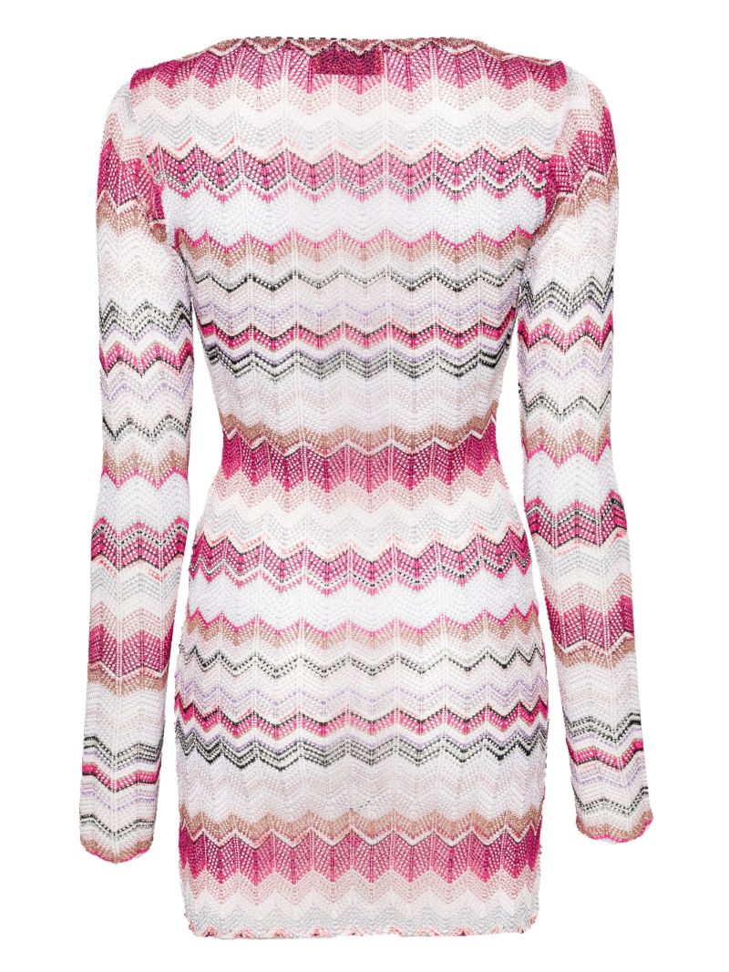 Pink Knitted Wave Mini Dress