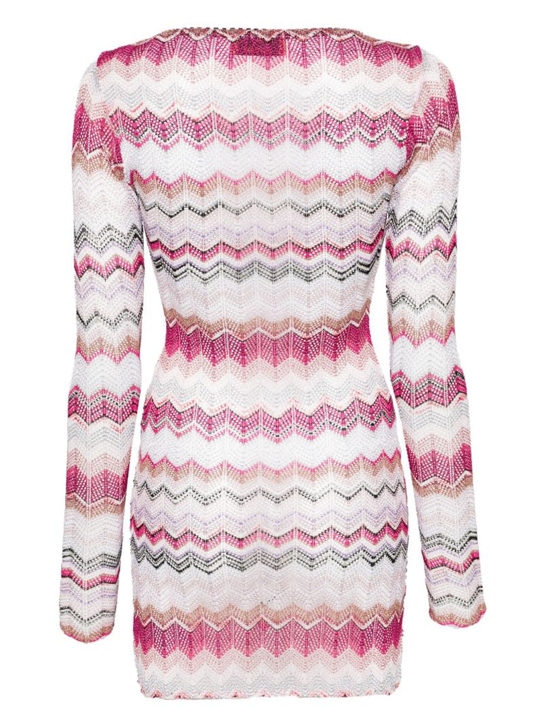 Pink Knitted Wave Mini Dress