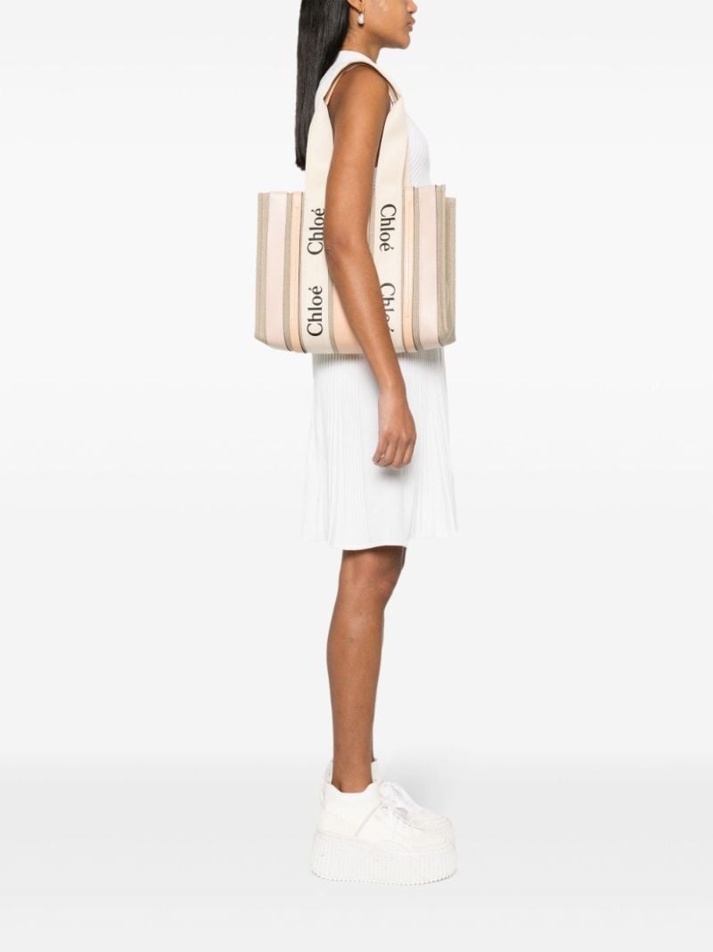 Pink Woody Medium Linen Tote Bag
