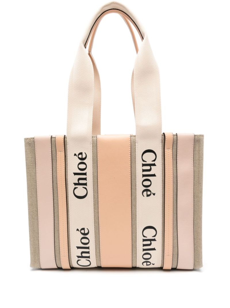 Pink Woody Medium Linen Tote Bag