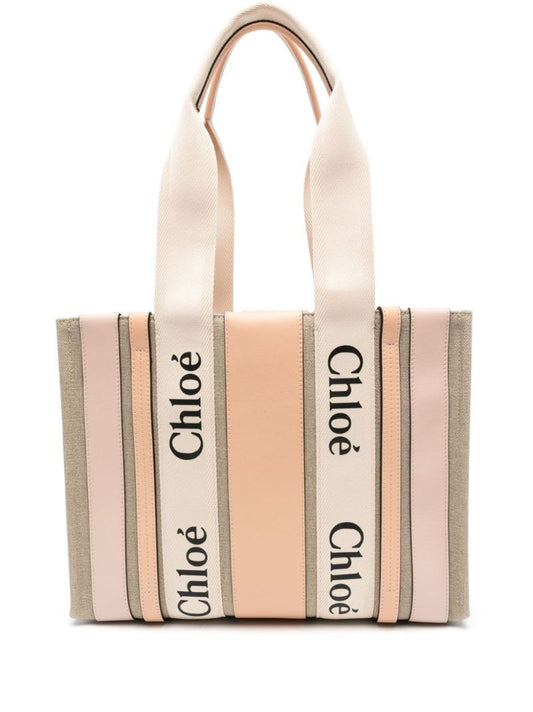 Pink Woody Medium Linen Tote Bag