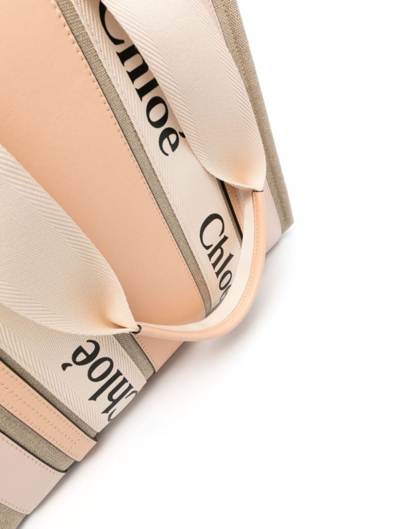 Pink Woody Medium Linen Tote Bag