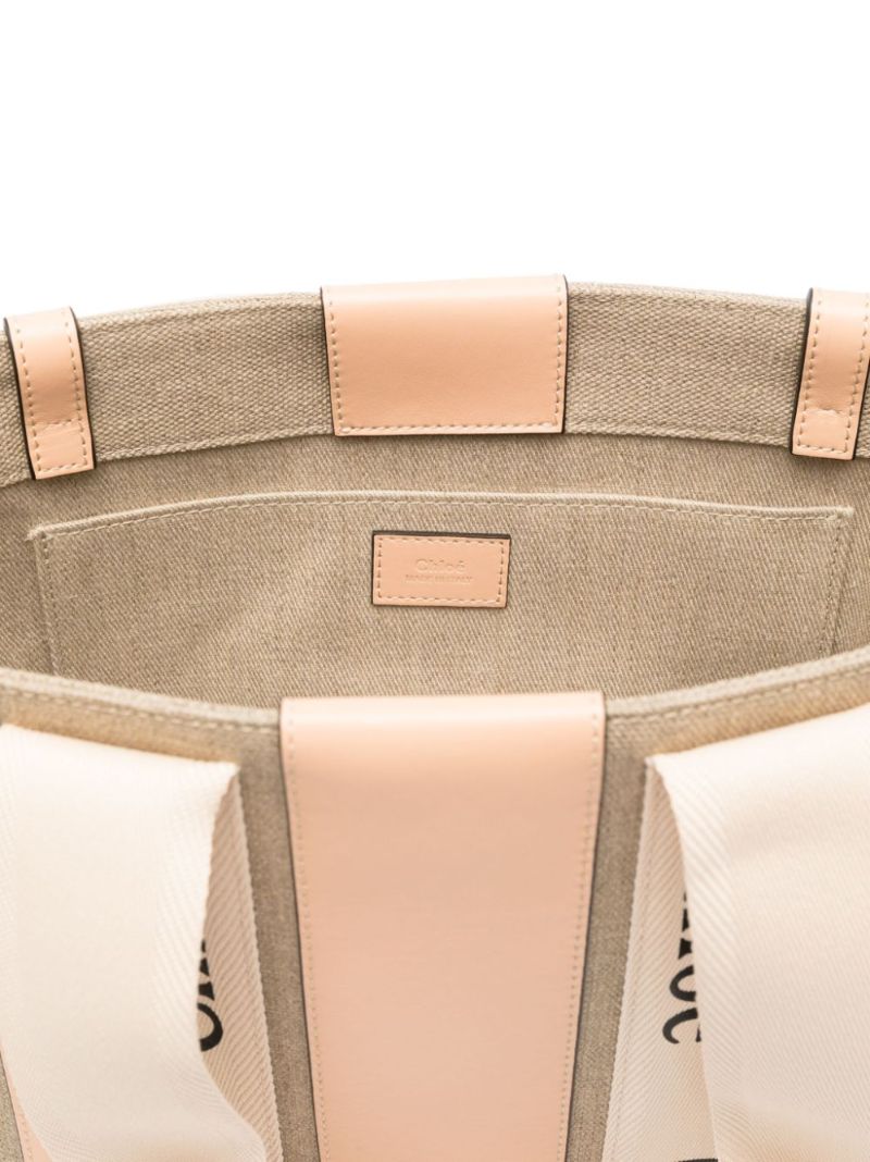 Pink Woody Medium Linen Tote Bag