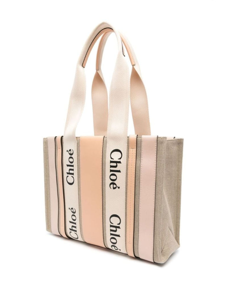 Pink Woody Medium Linen Tote Bag