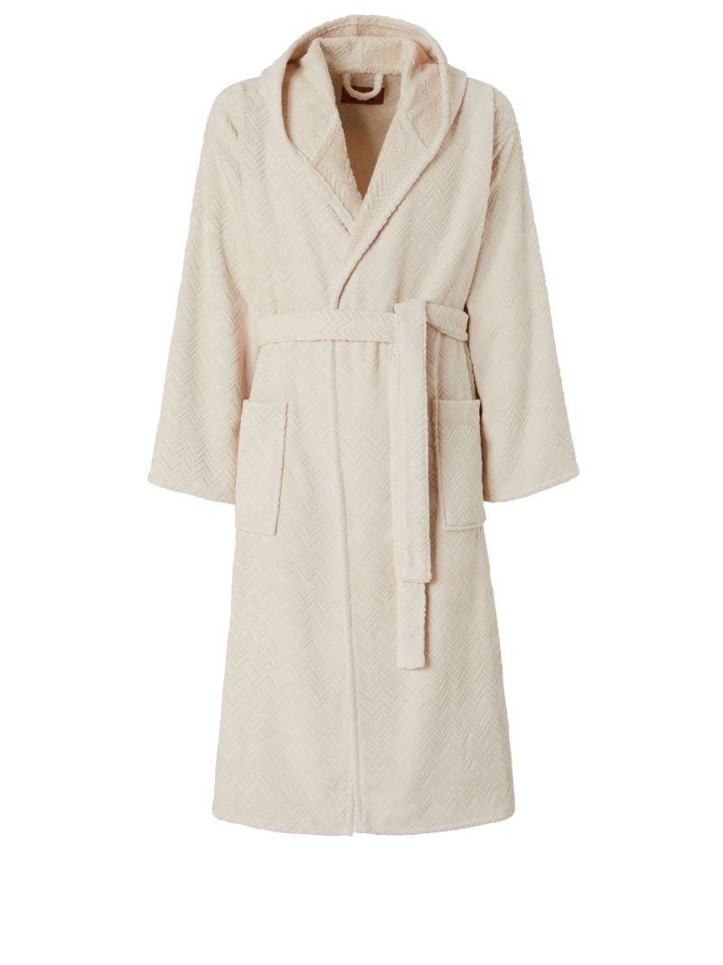 Neutral Zigzag Cotton Bathrobe