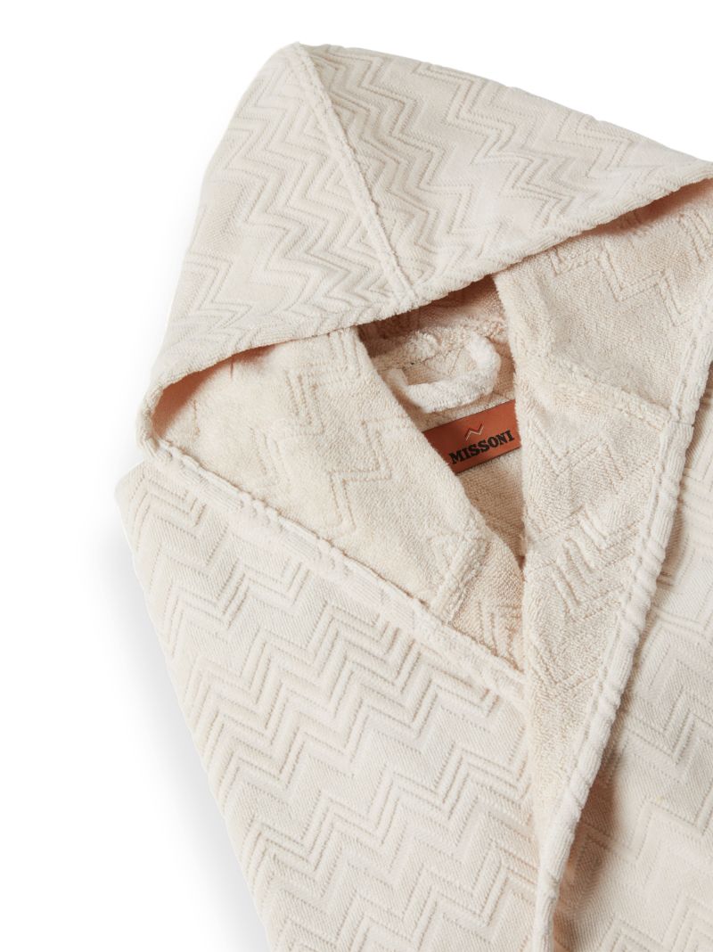 Neutral Zigzag Cotton Bathrobe