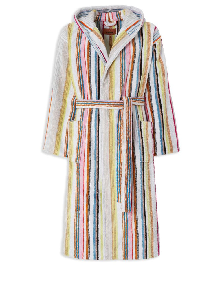 White Moonshadow Striped Cotton Bathrobe