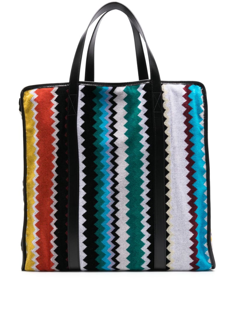 Black Zigzag Towelled Tote Bag