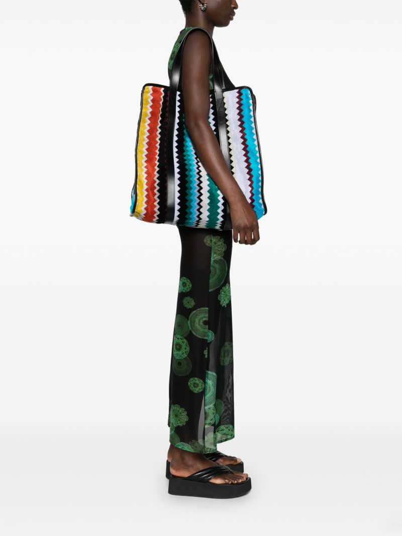 Black Zigzag Towelled Tote Bag