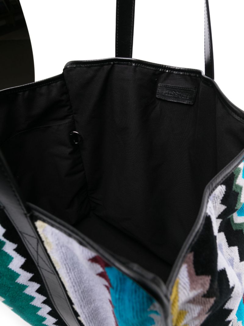 Black Zigzag Towelled Tote Bag