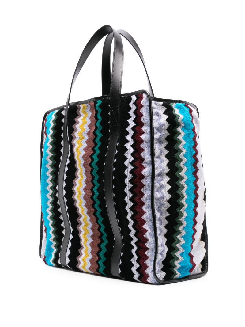 Black Zigzag Towelled Tote Bag