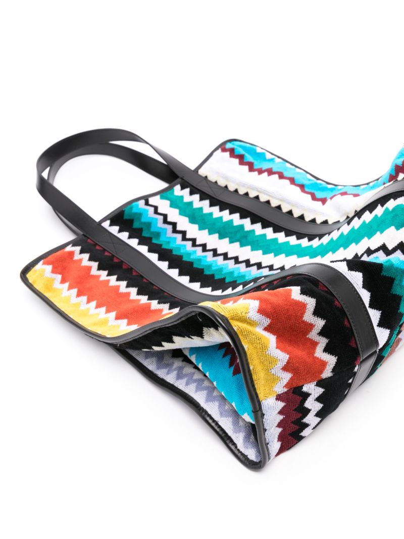 Black Zigzag Towelled Tote Bag