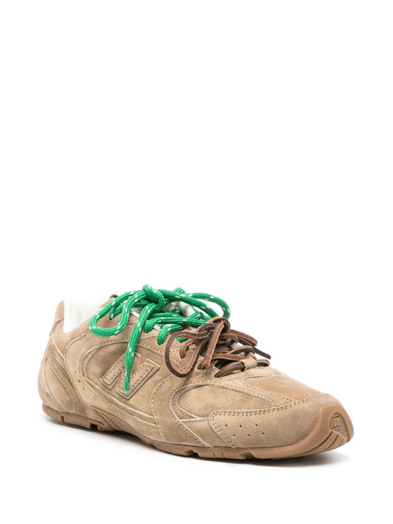 Brown Logo Patch Suede Sneakers